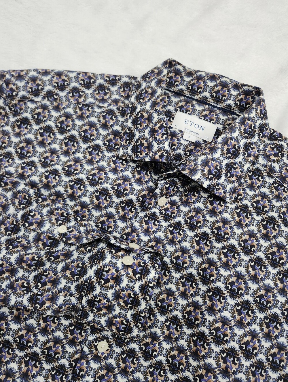 ETON Men's‎ Contemporary Fit Ornate Medallion Print Men's Dress Shirt XL 44/17.5